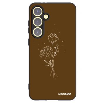 Picasee husă neagră din silicon pentru Samsung Galaxy S24 FE S721B - Brown flowers