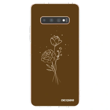 Picasee husă transparentă din silicon pentru Samsung Galaxy S10 Plus G975 - Brown flowers
