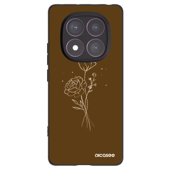 Picasee husă neagră din silicon pentru Xiaomi Redmi Note 14 Pro 4G - Brown flowers