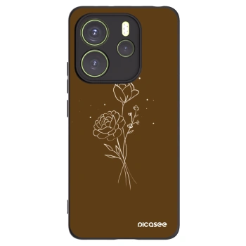 Picasee husă neagră din silicon pentru Xiaomi Redmi Note 14 4G - Brown flowers