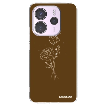 Picasee husă transparentă din silicon pentru Xiaomi Redmi Note 14 4G - Brown flowers