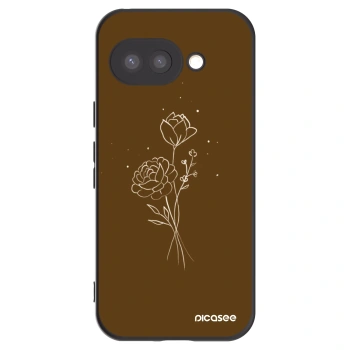 Picasee husă neagră din silicon pentru Google Pixel 9a - Brown flowers