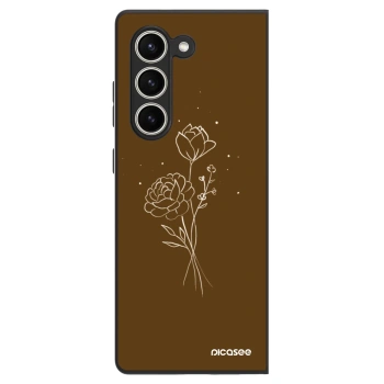 Husă pentru Samsung Galaxy Z Fold5 5G - Brown flowers