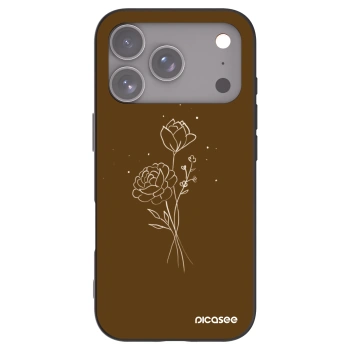 Picasee husă neagră din silicon pentru Apple iPhone 17 Pro - Brown flowers