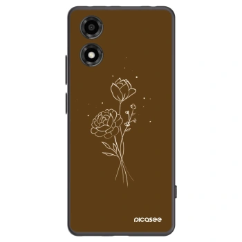 Picasee husă neagră din silicon pentru Motorola Moto E14 - Brown flowers
