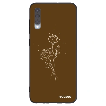 Picasee husă neagră din silicon pentru Samsung Galaxy A70 A705F - Brown flowers