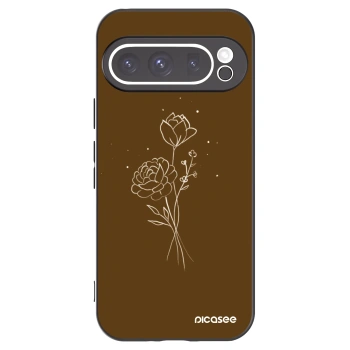 Picasee husă neagră din silicon pentru Google Pixel 9 Pro XL - Brown flowers