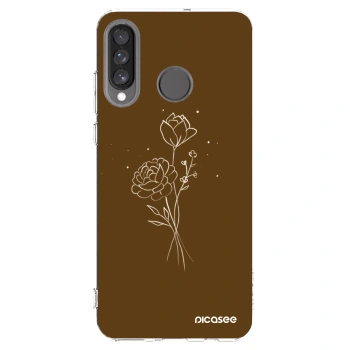 Picasee husă transparentă din silicon pentru Huawei P30 Lite - Brown flowers