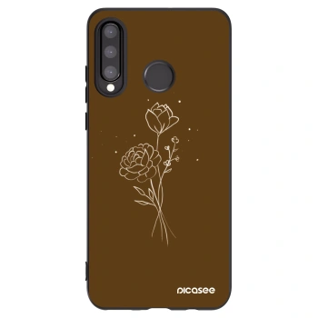 Picasee husă neagră din silicon pentru Huawei P30 Lite - Brown flowers
