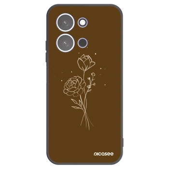 Picasee husă neagră din silicon pentru Xiaomi Redmi 15C 5G - Brown flowers