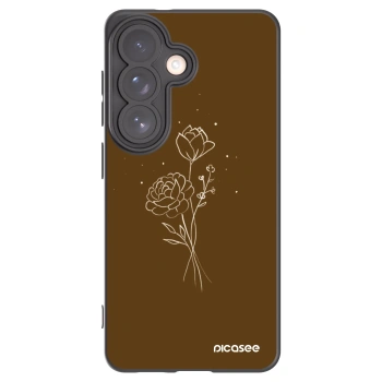 Picasee husă neagră din silicon pentru Samsung Galaxy S26 - Brown flowers