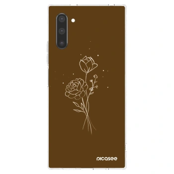 Picasee husă transparentă din silicon pentru Samsung Galaxy Note 10 N970F - Brown flowers