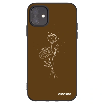 Picasee husă neagră din silicon pentru Apple iPhone 11 - Brown flowers