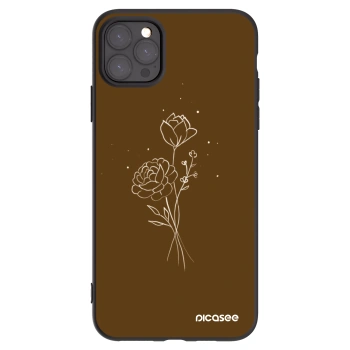 Picasee husă neagră din silicon pentru Apple iPhone 11 Pro Max - Brown flowers