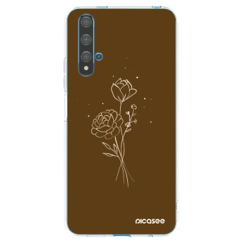 Picasee husă transparentă din silicon pentru Huawei Nova 5T - Brown flowers