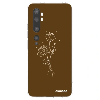 Picasee husă transparentă din silicon pentru Xiaomi Mi Note 10 (Pro) - Brown flowers