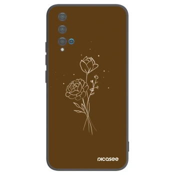 Picasee husă neagră din silicon pentru Huawei Nova 5T - Brown flowers