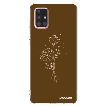 Picasee husă transparentă din silicon pentru Samsung Galaxy A71 A715F - Brown flowers