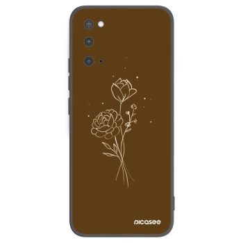 Picasee husă neagră din silicon pentru Samsung Galaxy S20 G980F - Brown flowers