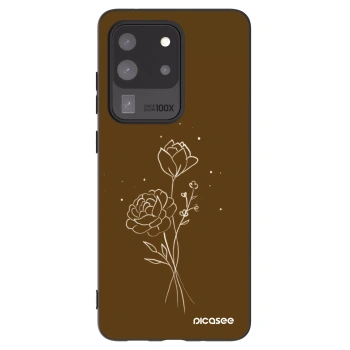 Picasee husă neagră din silicon pentru Samsung Galaxy S20 Ultra 5G G988F - Brown flowers