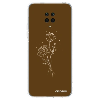Picasee husă transparentă din silicon pentru Xiaomi Redmi Note 9 Pro - Brown flowers