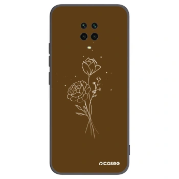 Picasee husă neagră din silicon pentru Xiaomi Redmi Note 9 Pro - Brown flowers