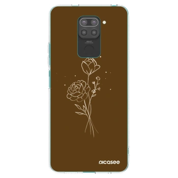 Picasee husă neagră din silicon pentru Xiaomi Redmi Note 9 - Brown flowers