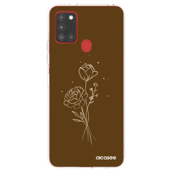Picasee husă transparentă din silicon pentru Samsung Galaxy A21s - Brown flowers