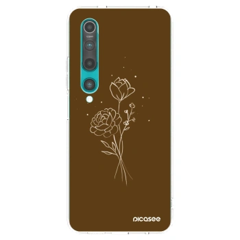 Picasee husă transparentă din silicon pentru Xiaomi Mi 10 - Brown flowers