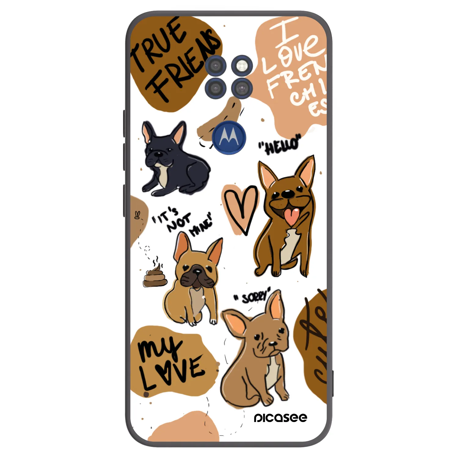Picasee husă neagră din silicon pentru Motorola Moto G9 Play - Frenchies