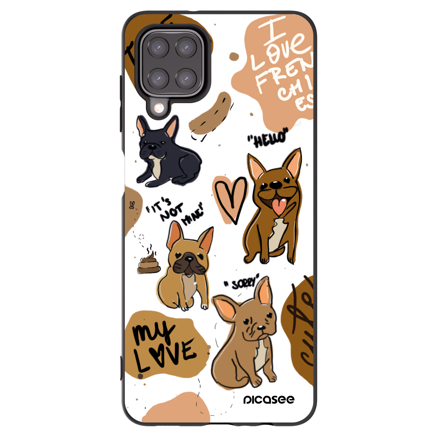 Picasee husă neagră din silicon pentru Samsung Galaxy A12 A125F - Frenchies