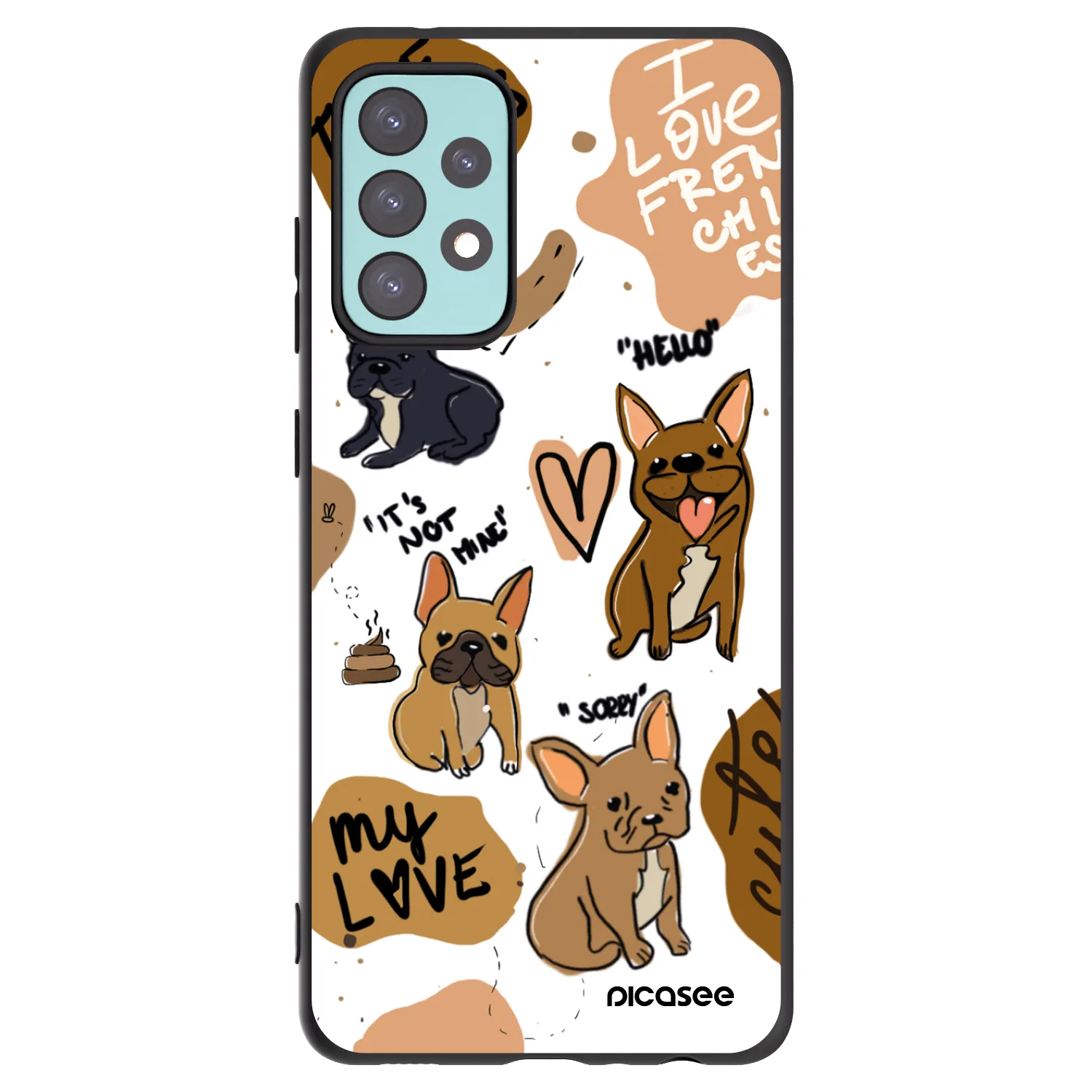 Picasee husă neagră din silicon pentru Samsung Galaxy A72 A725F - Frenchies