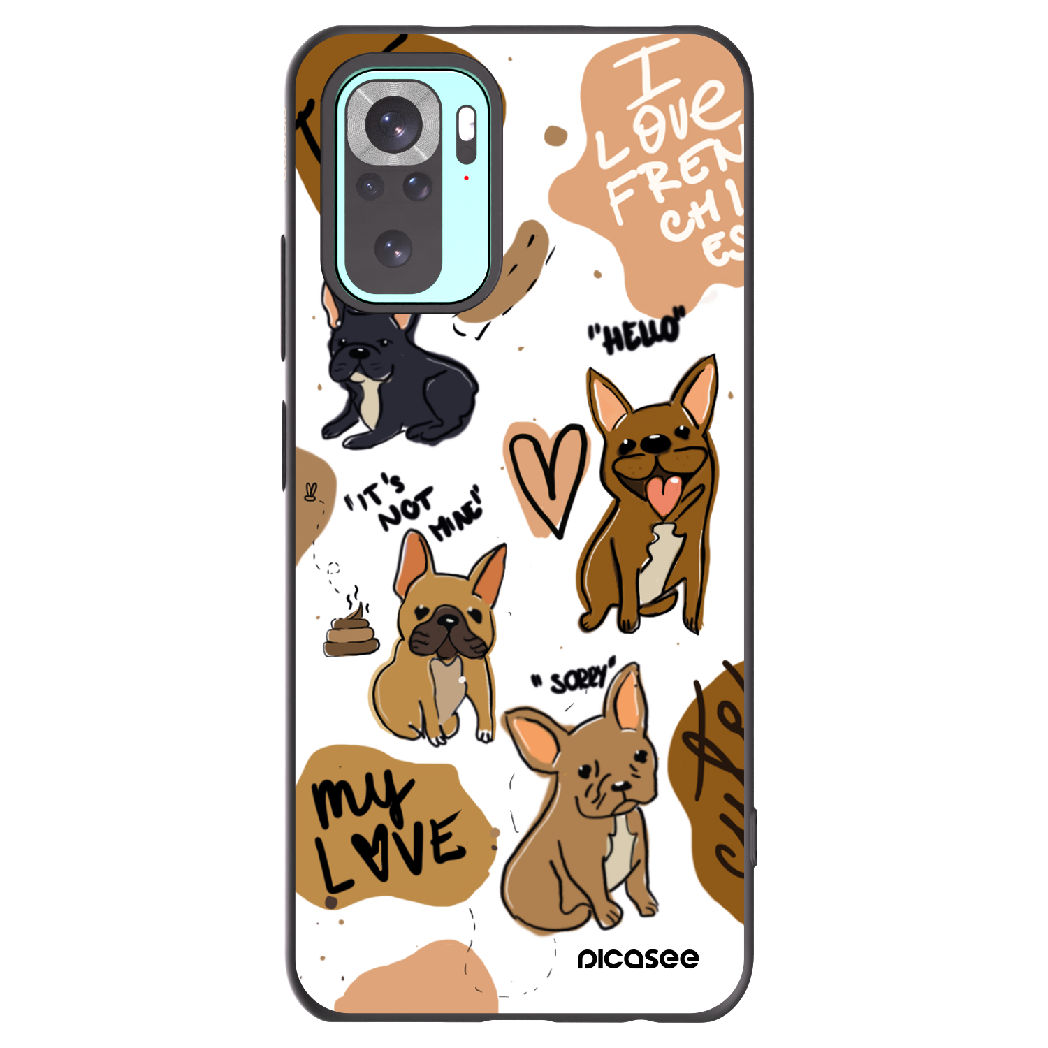 Picasee husă neagră din silicon pentru Xiaomi Redmi Note 10 Pro - Frenchies