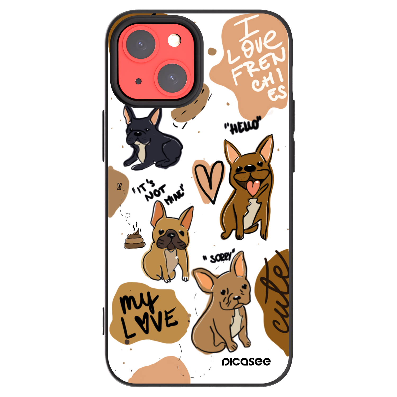 Picasee husă neagră din silicon pentru Apple iPhone 13 mini - Frenchies