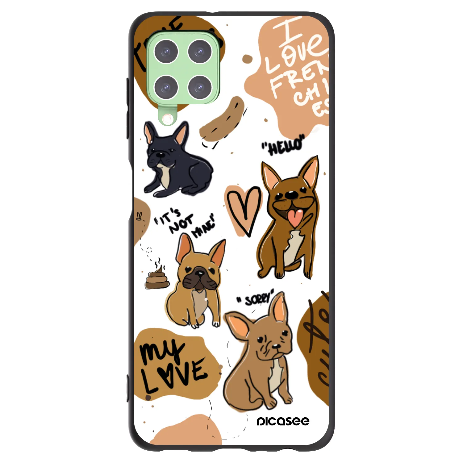Picasee husă neagră din silicon pentru Samsung Galaxy A22 A225F 4G - Frenchies