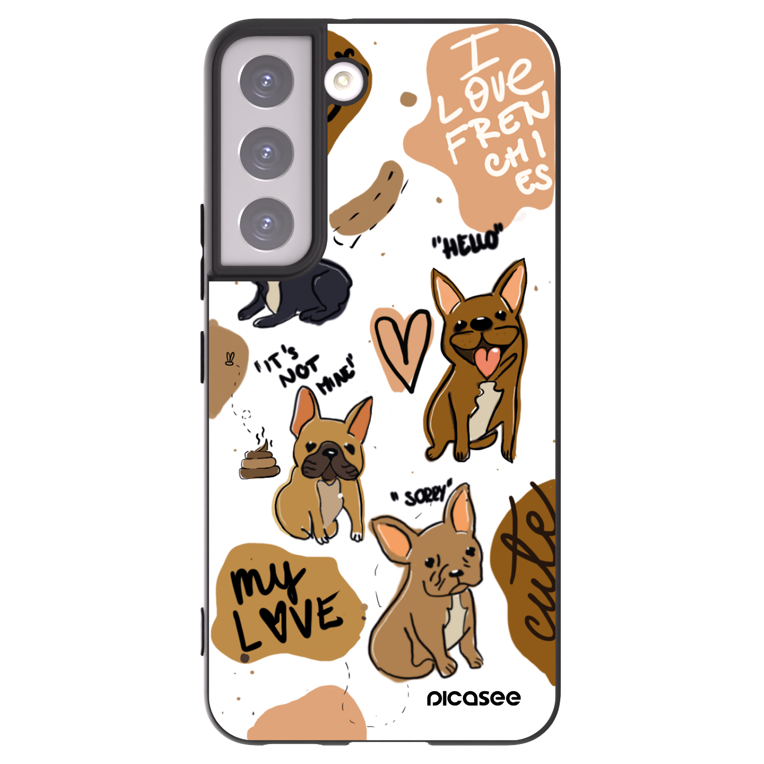 Picasee husă neagră din silicon pentru Samsung Galaxy S22 5G - Frenchies