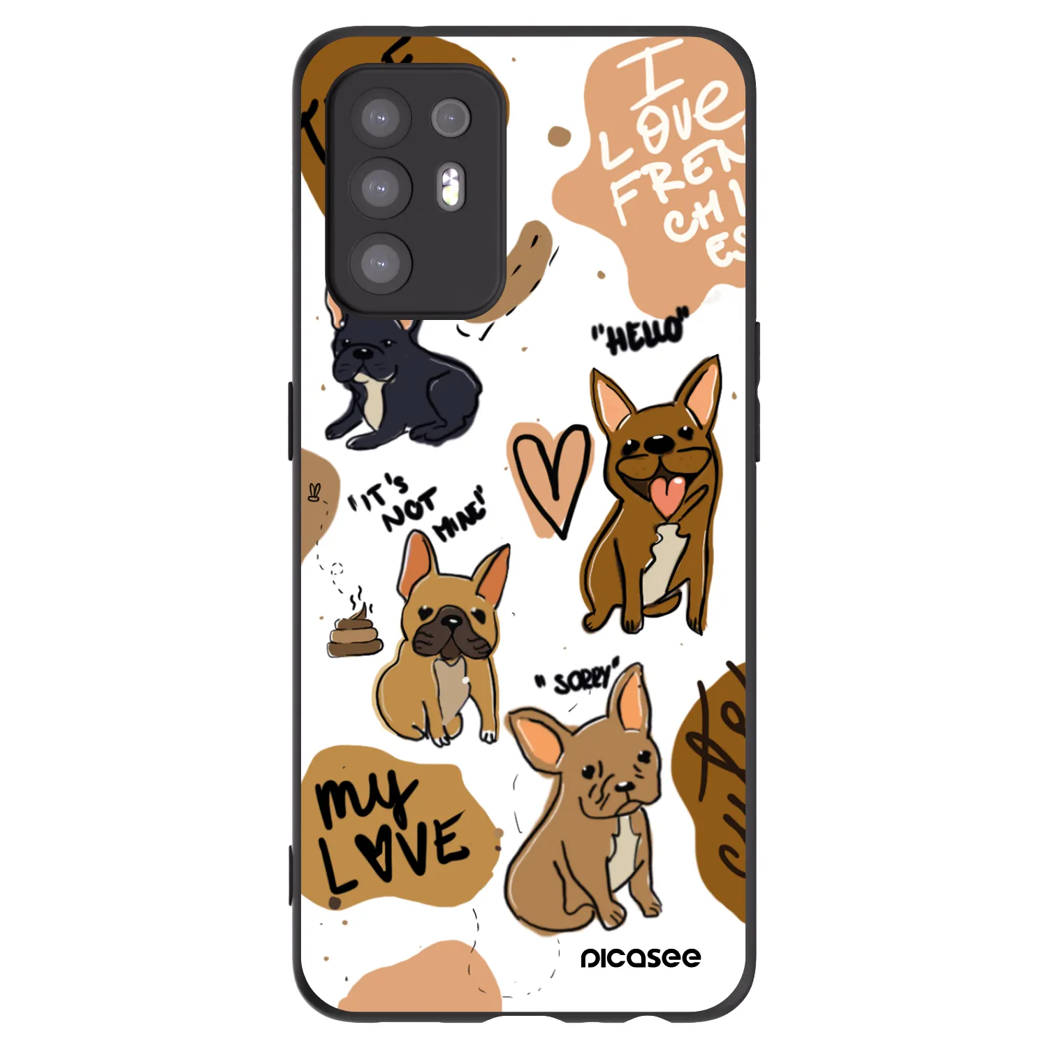 Picasee husă neagră din silicon pentru OPPO A94 5G - Frenchies