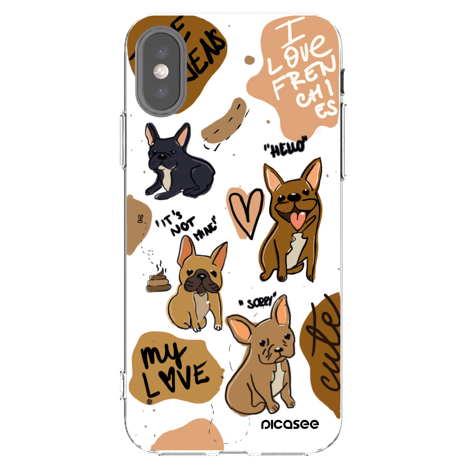 Picasee husă transparentă din silicon pentru Apple iPhone X/XS - Frenchies