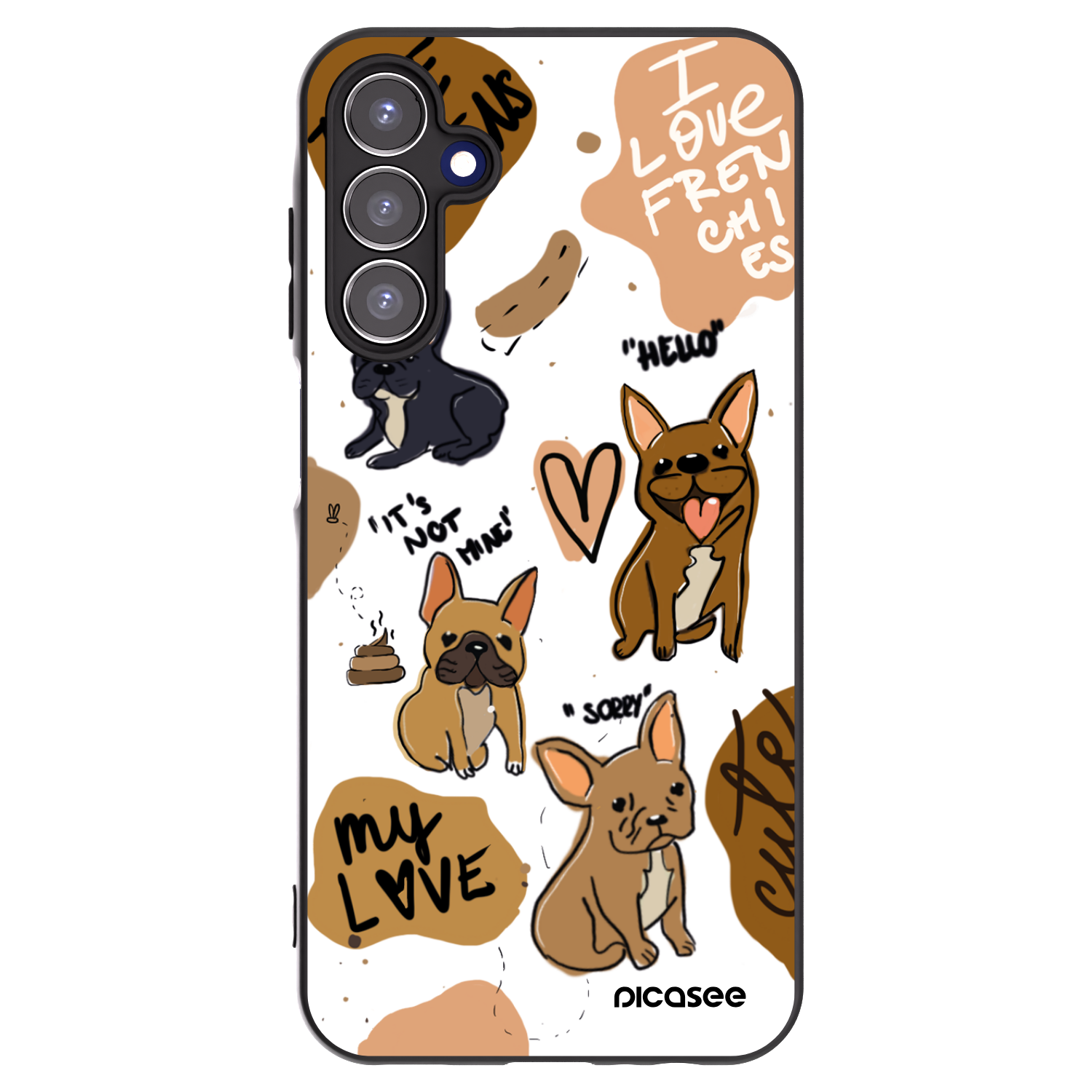 Picasee husă neagră din silicon pentru Samsung Galaxy A15 A155F 4G - Frenchies