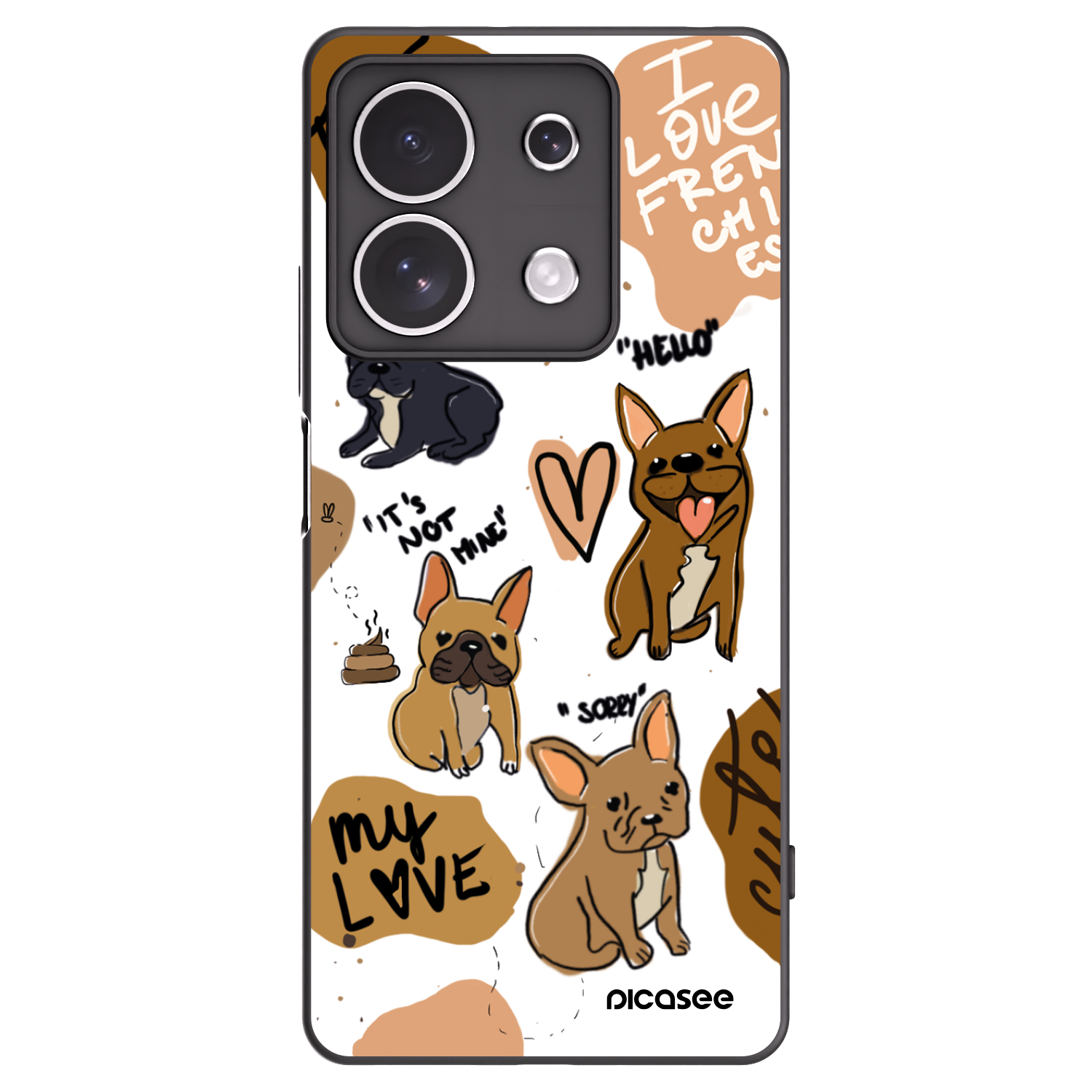 Picasee husă neagră din silicon pentru Xiaomi Redmi Note 13 4G - Frenchies