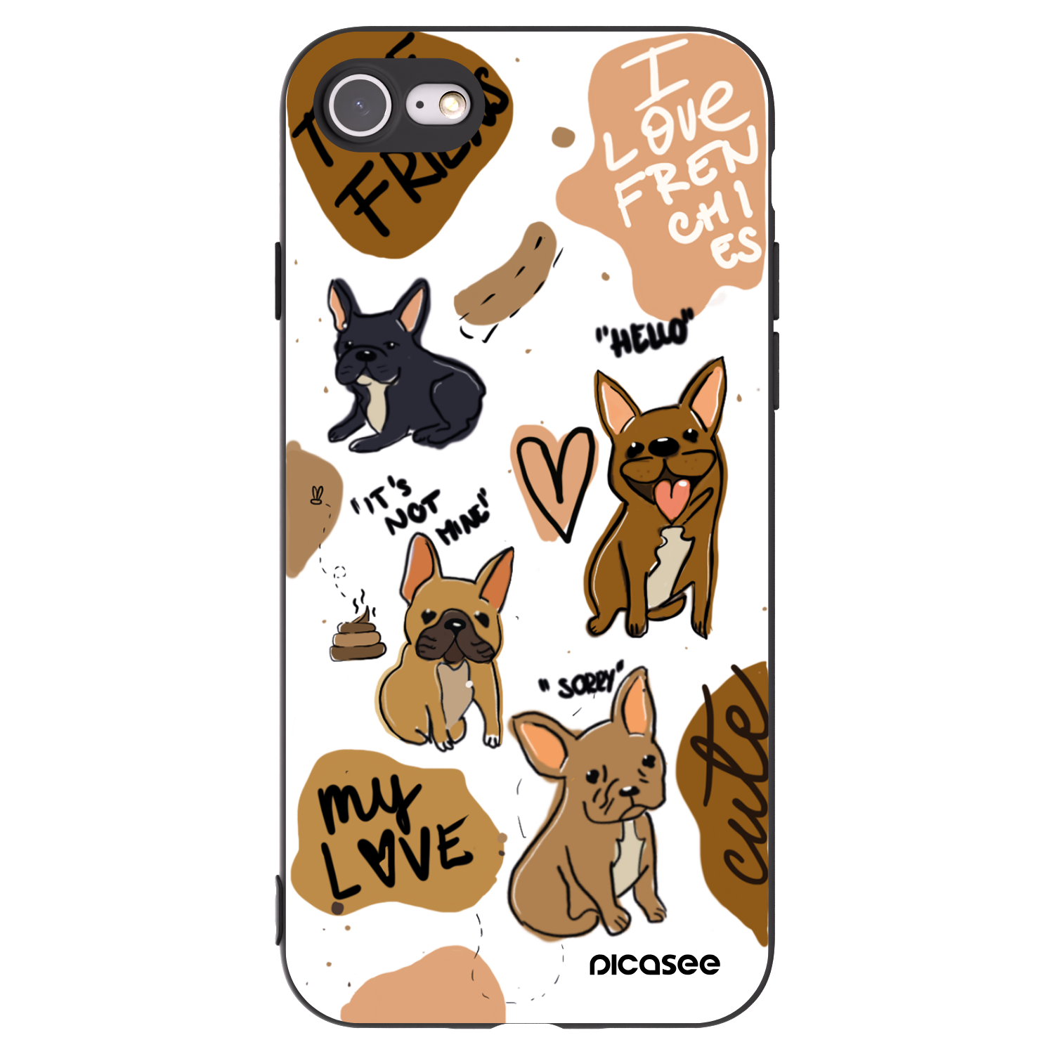 Picasee husă neagră din silicon pentru Apple iPhone 8 - Frenchies