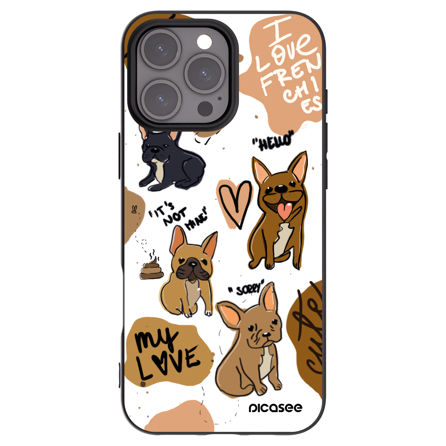 Picasee husă neagră din silicon pentru Apple iPhone 16 Pro Max - Frenchies