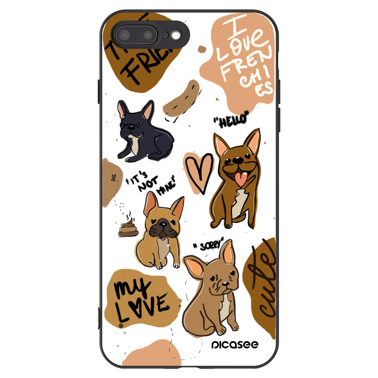 Picasee husă neagră din silicon pentru Apple iPhone 8 Plus - Frenchies