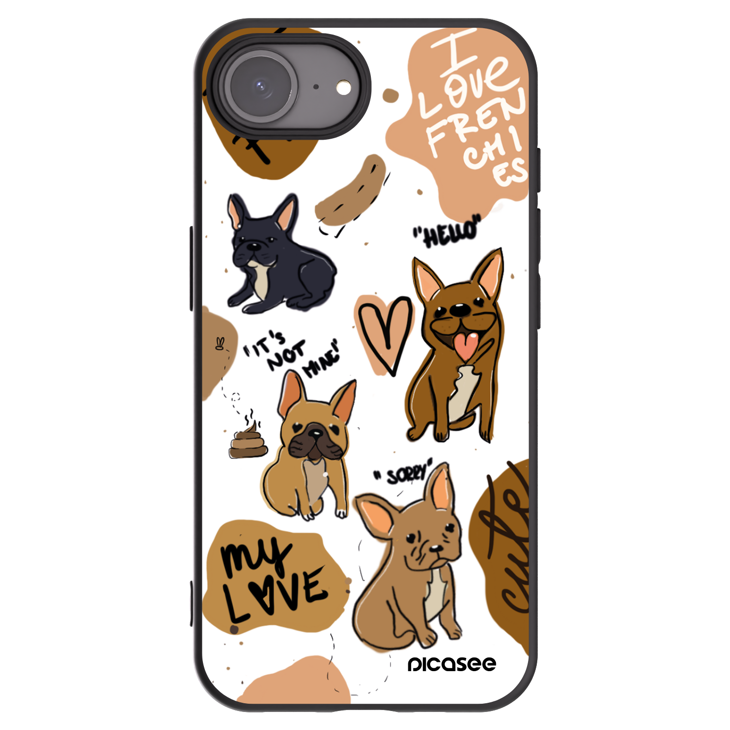 Picasee husă neagră din silicon pentru Apple iPhone 16e - Frenchies