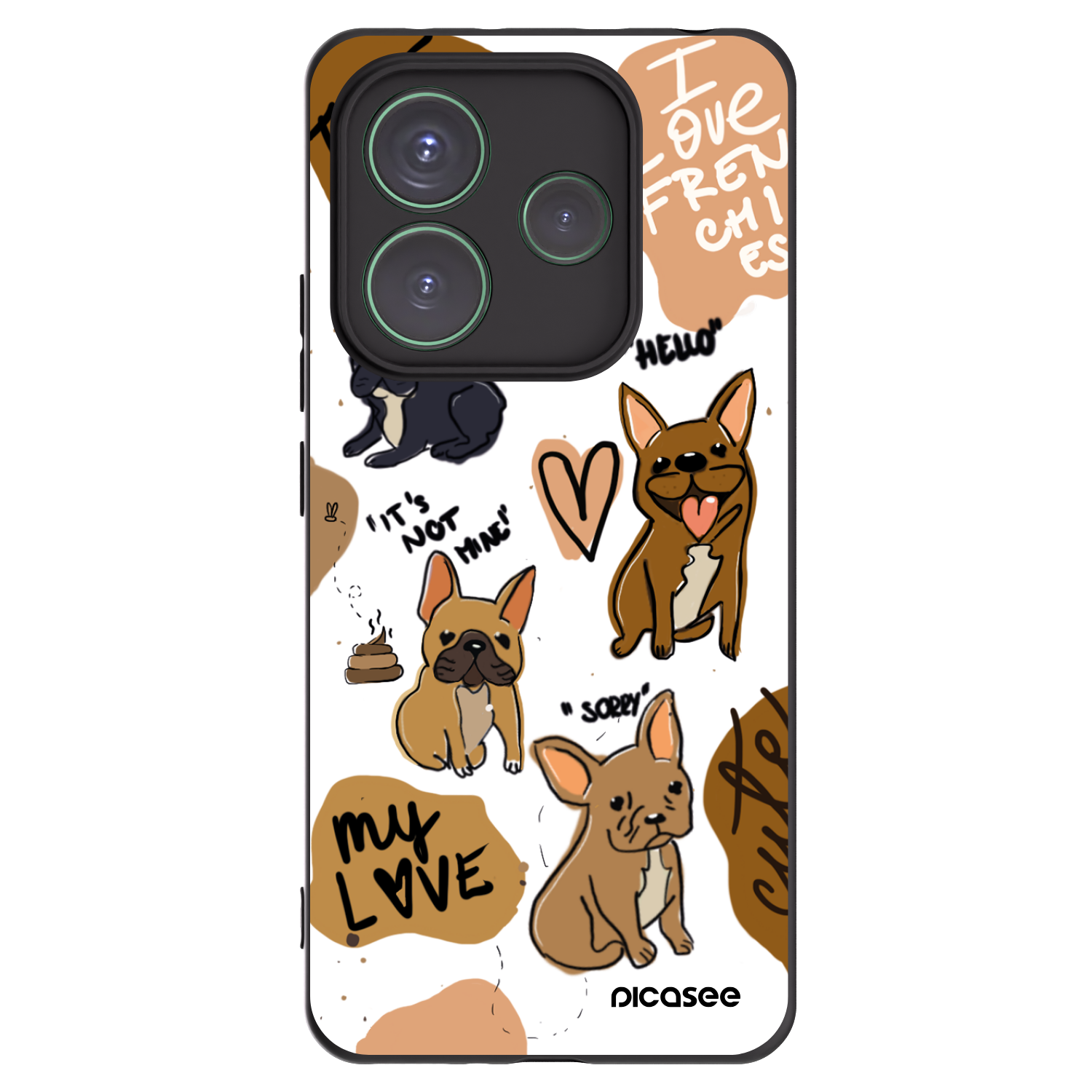 Picasee husă neagră din silicon pentru Xiaomi Redmi Note 14 5G - Frenchies