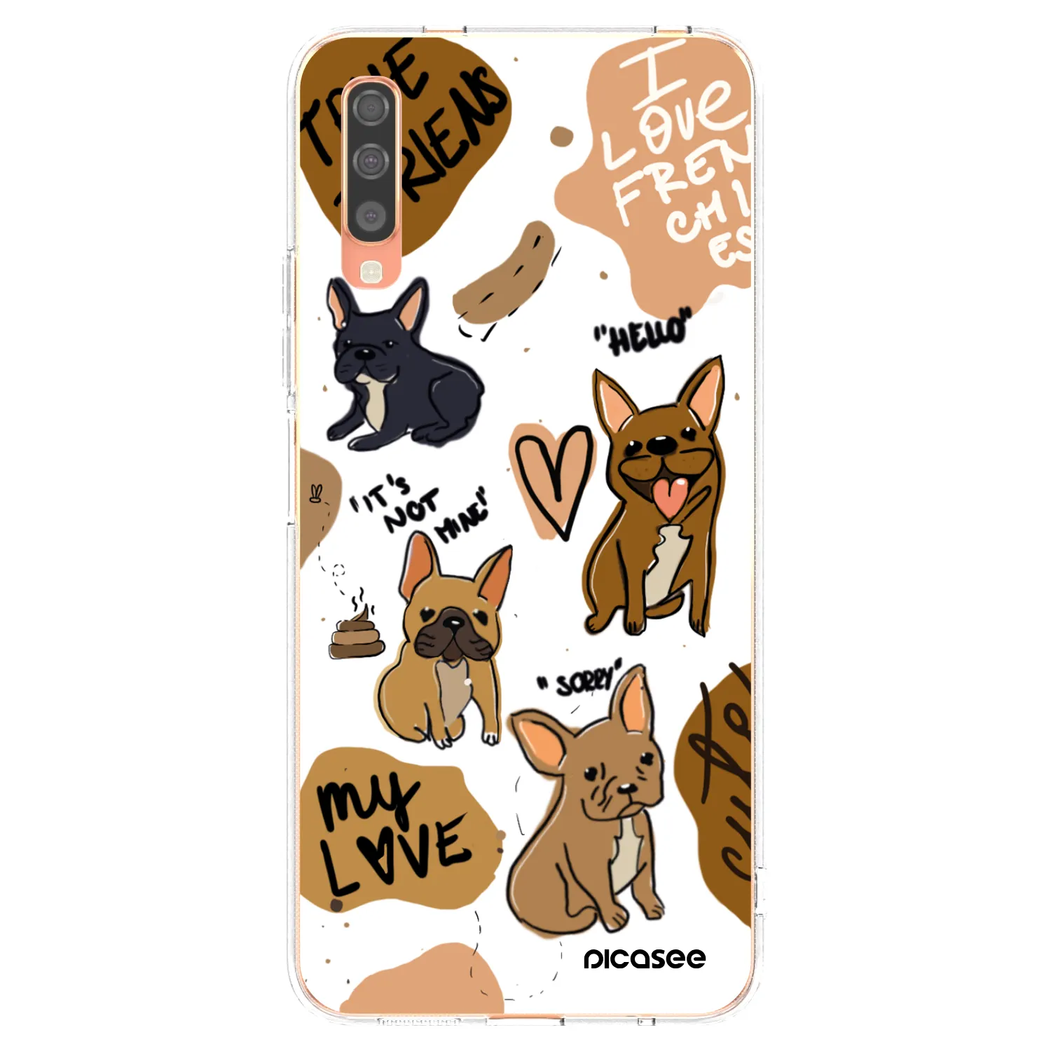 Picasee husă transparentă din silicon pentru Samsung Galaxy A70 A705F - Frenchies