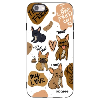 Picasee husă neagră din silicon pentru Apple iPhone 6/6S - Frenchies