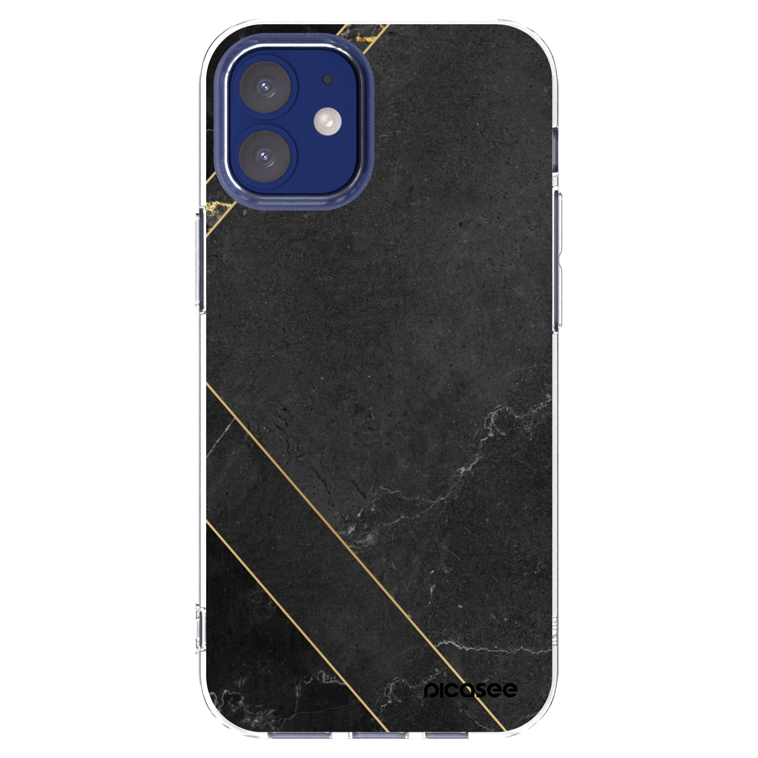 Picasee husă transparentă din silicon pentru Apple iPhone 12 mini - Black tile