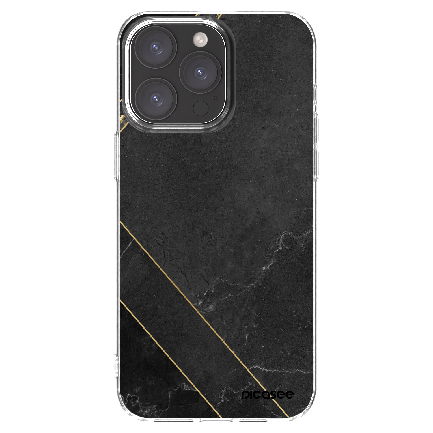 Picasee husă transparentă din silicon pentru Apple iPhone 15 Pro Max - Black tile