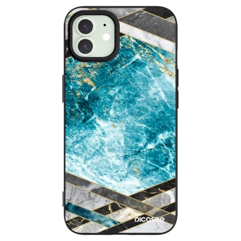 Picasee husă neagră din silicon pentru Apple iPhone 12 - Blue geometry